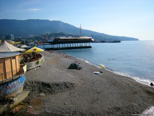 пляж в Ялте,пляж в городе Ялта,пляж у реки Учан су,